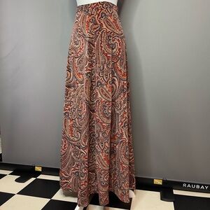 1960s Vintage Eddy George California Paisley Velvet Maxi Skirt